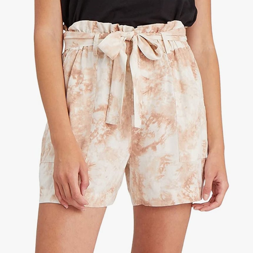 Sanctuary High Tide Tie Dye Paper Bag Waist Shorts In Mojave